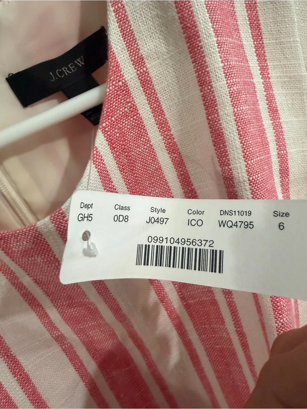 J. Crew Red and White Striped Linen Blend Flounce Dress